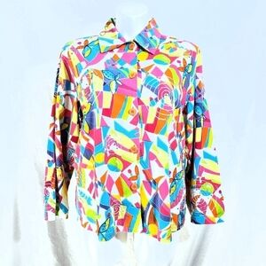 LifeStyle Colorful Butterfly Swirl Art Deco Blazer